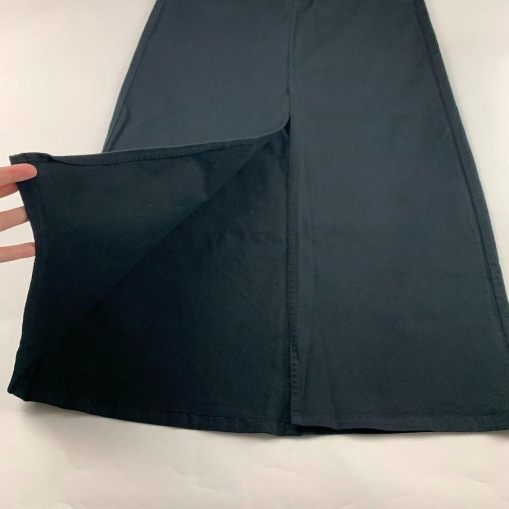 GAP Vintage 2000 Black Stretch Canvas Split Front Maxi Skirt 12 New - Picture 2 of 8